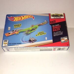 HOT WHEELS WALL TRACKS BUNGEE RACER TWO LANE START CAR INCLUDED